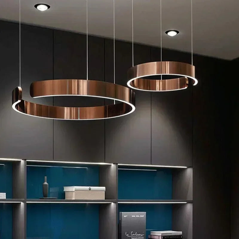 Nordic Copper Ring Pendant Light for Dining Room