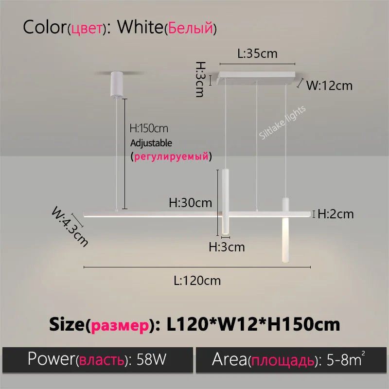Minimalist Iron Linear Pendant Light for Dining