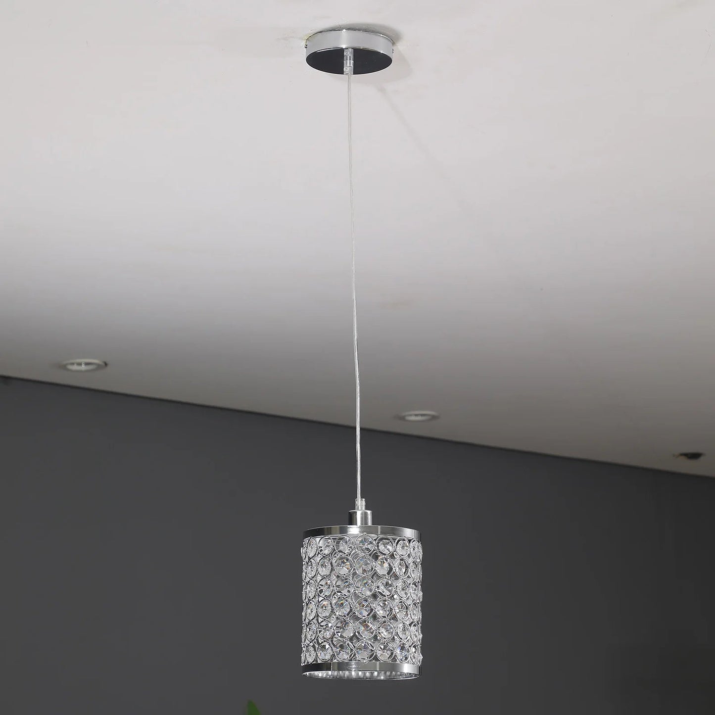 Crystal Pendant Light Modern Kitchen Island Lighting Adjustable White