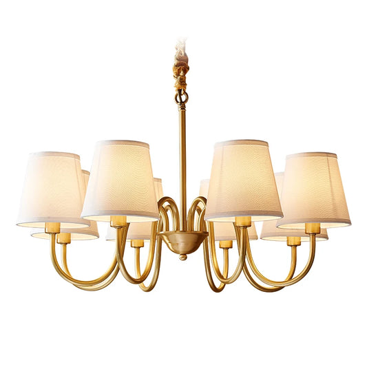 Copper Pendant Chandelier with Fabric Shade