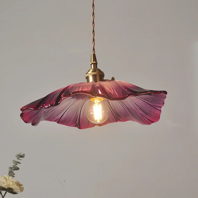 Nordic Glass Flower Pendant Light for Bedroom