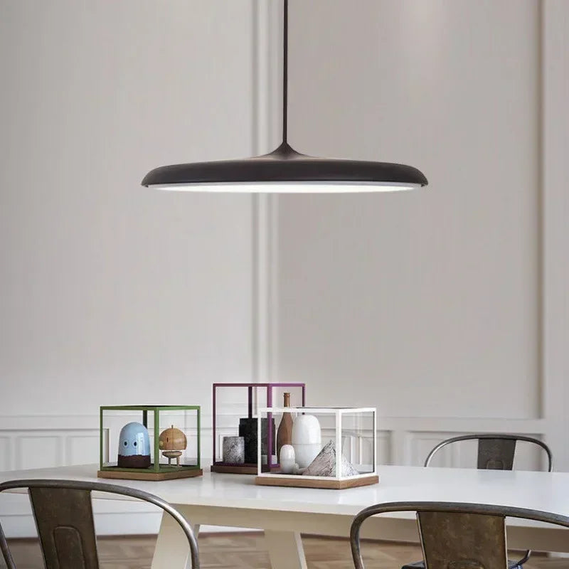Nordic Flat Saucer LED Pendant Light in Four Colors for Kitchen Island