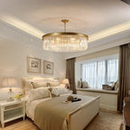 Modern Glass Chandelier LED Ceiling Light Black Gold