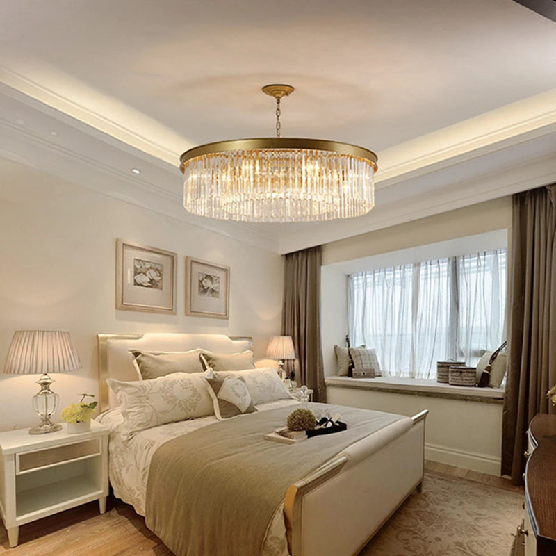 Modern Glass Chandelier LED Ceiling Light Black Gold