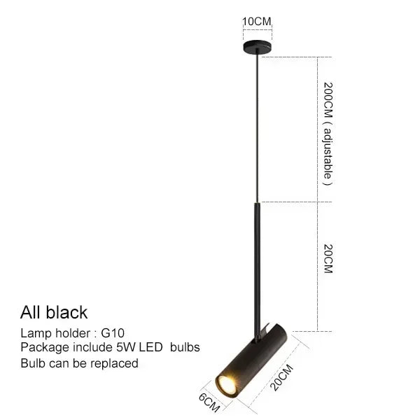 Minimalist Black Aluminum Pendant Light for Bedroom
