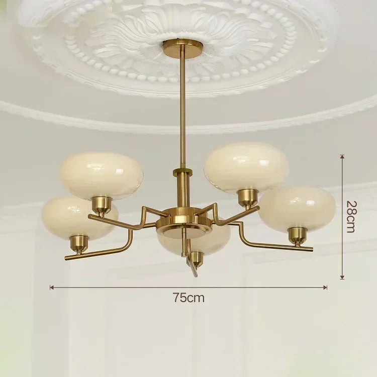 Retro Glass Ball Pendant Light Iron Chandelier