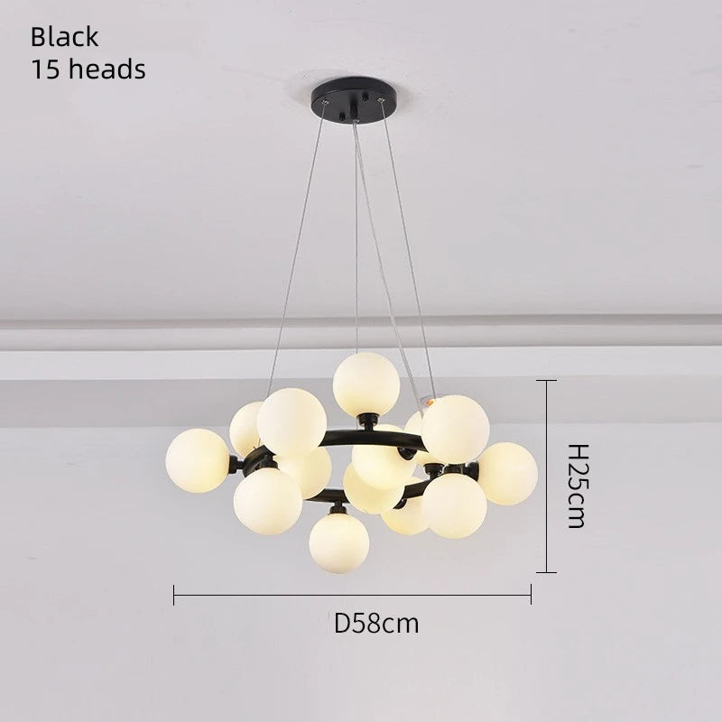 Scandinavian Ring Chandelier Glass Ball Pendant Light