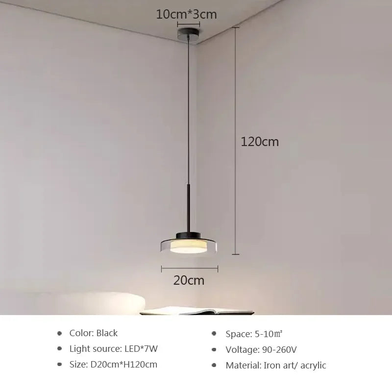 Minimalist Iron & Acrylic Pendant Light for Dining