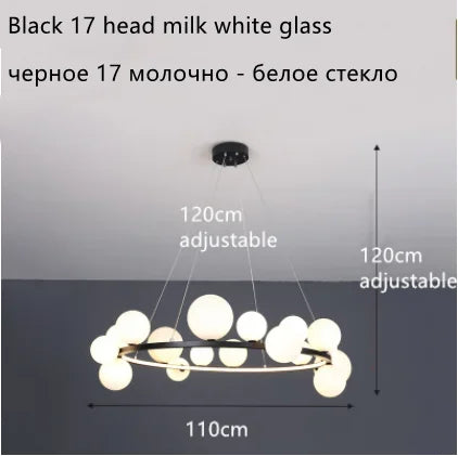 Modern Ring Glass Ball LED Chandelier Iron Frame