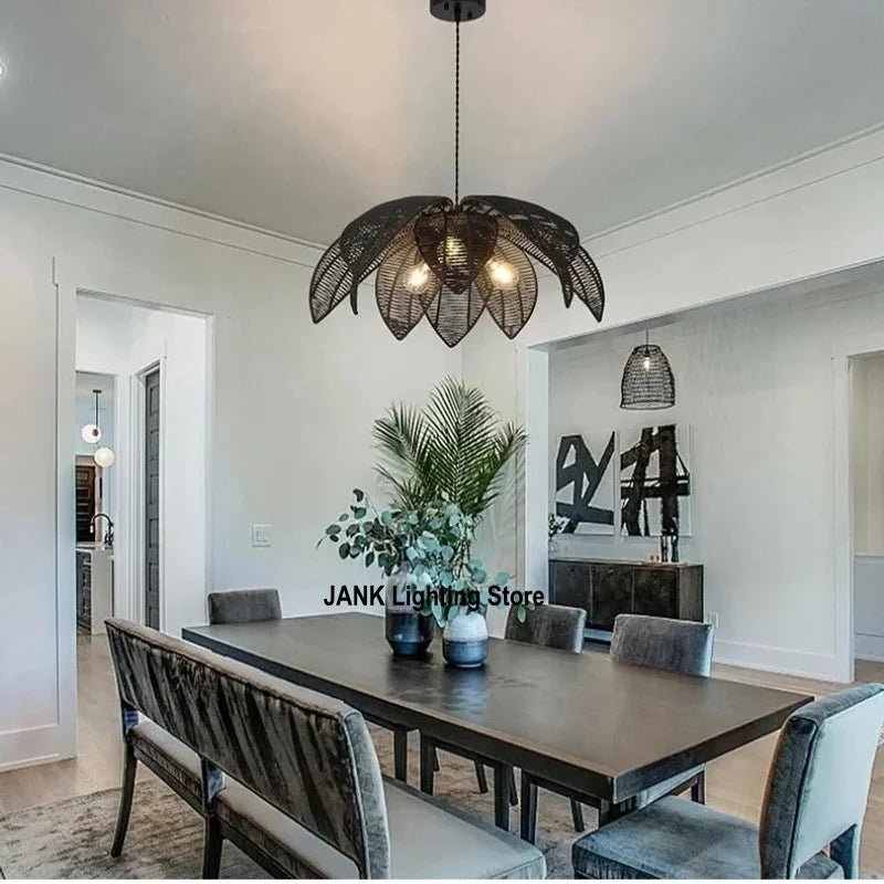 Bohemian Rattan Woven Pendant Light for Dining
