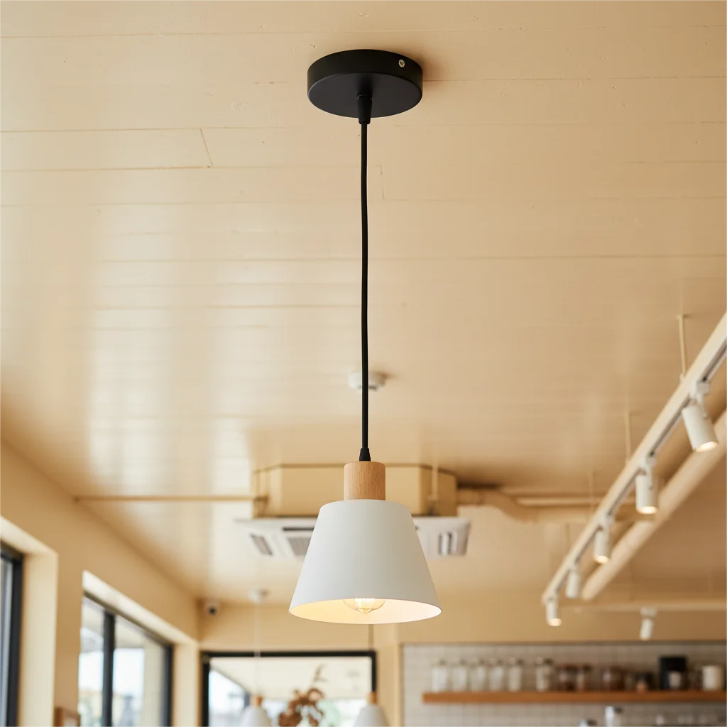 Nordic Metal Pendant Lamp with Wood Accent
