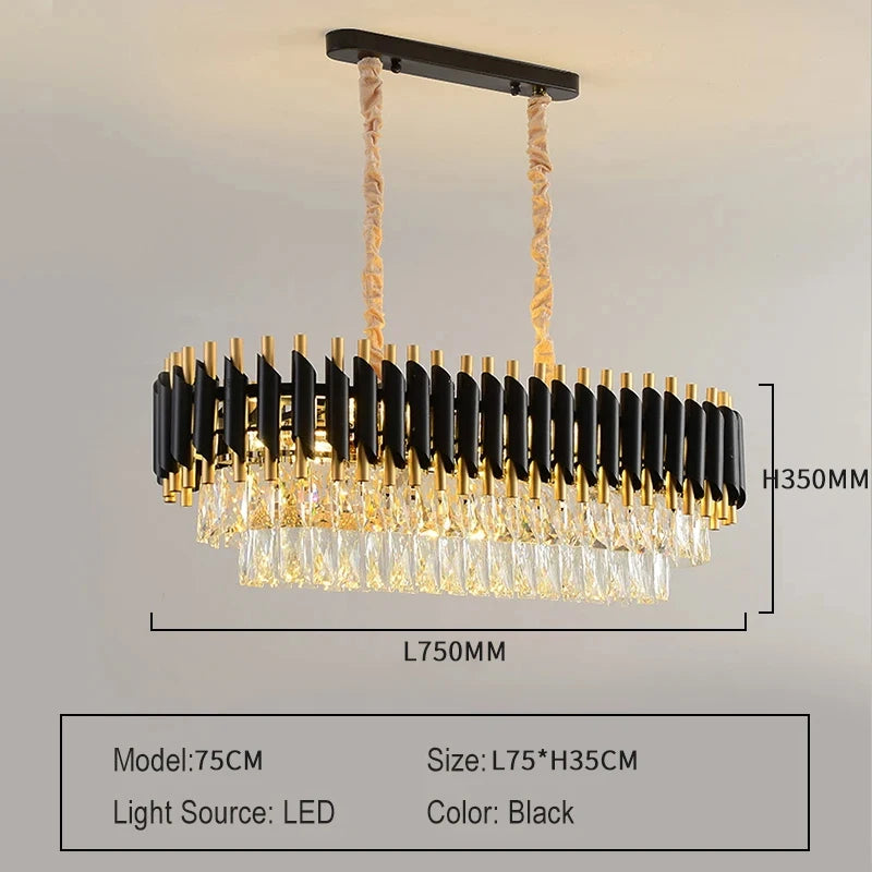 Black Gold Crystal Chandelier Modern Ceiling Light