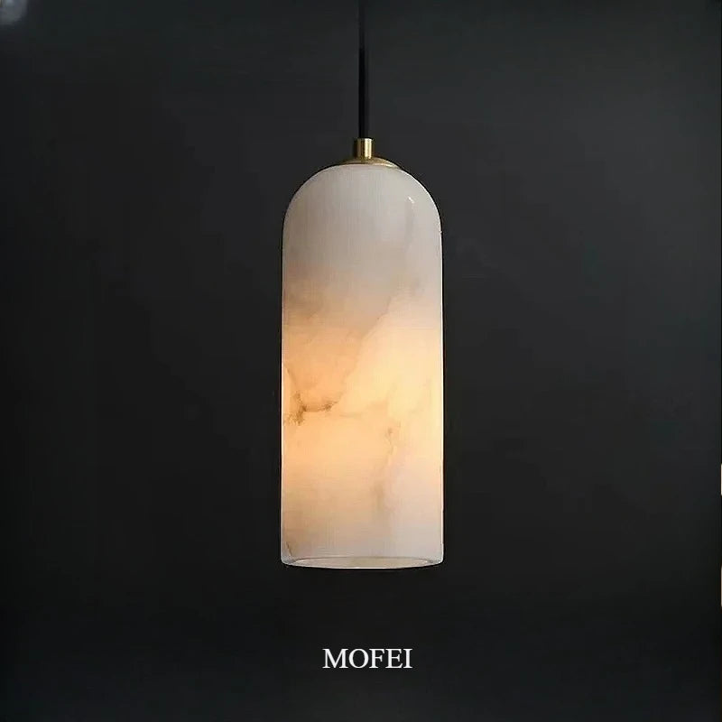 Luxury Spanish Marble Dome Pendant Light with Brass Fitting for Bedside