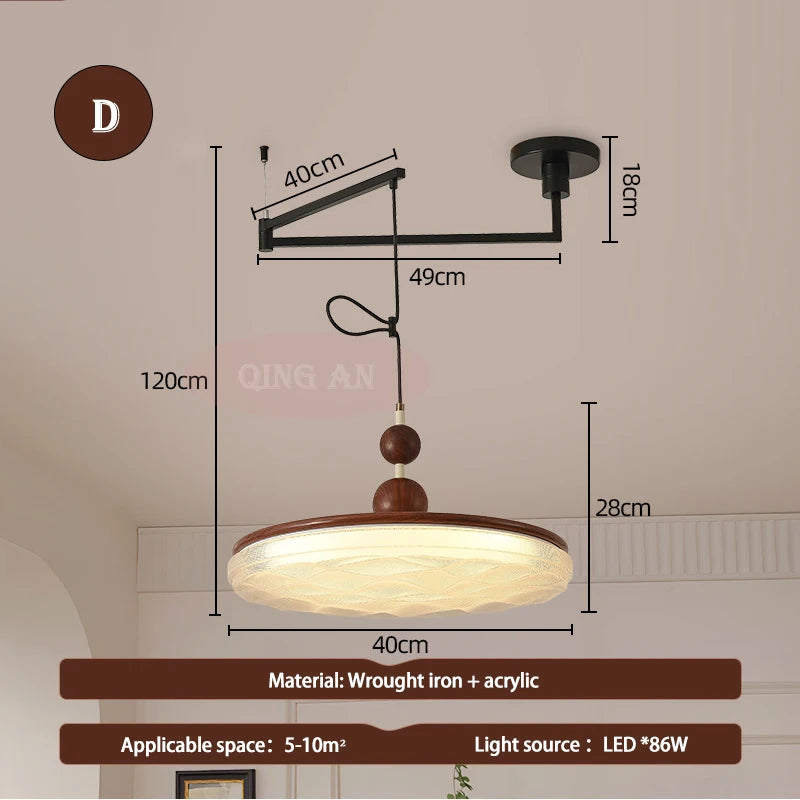 Retro Iron Pendant Light with Copper Shade