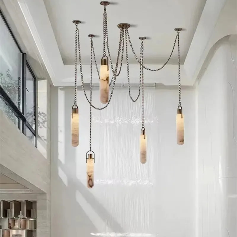 Nordic Marble Alabaster Pendant Light Multi-Drop