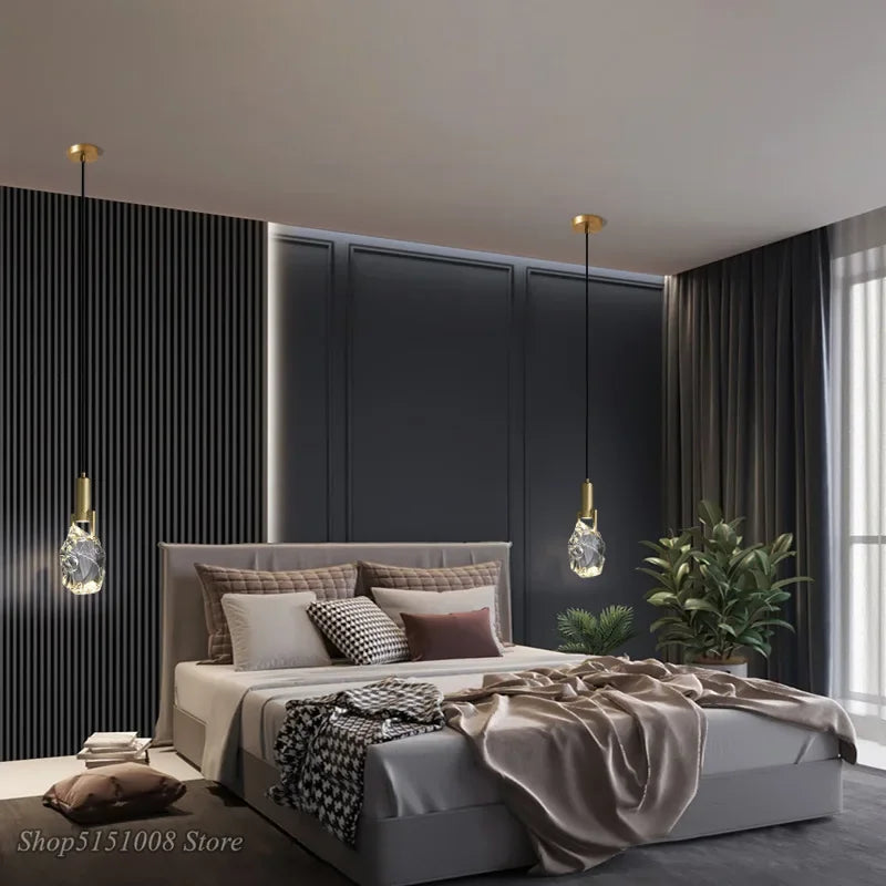 Lámpara colgante de cristal para dormitorio y comedor