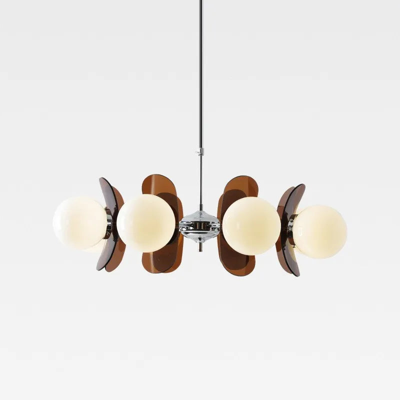 Retro Glass Pendant Light with Amber Accents