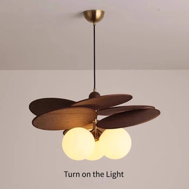 Retro Wood Pendant Light with Glass Globes