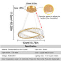 Luxury Crystal Twist Ring Chandelier in Gold for Dining Room