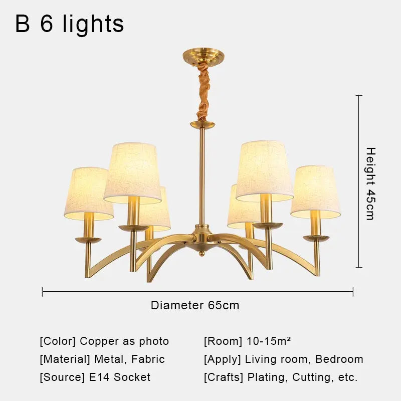 Gold Iron Candle Chandelier Pendant Light