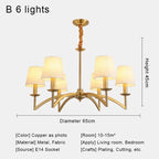 Gold Iron Candle Chandelier Pendant Light