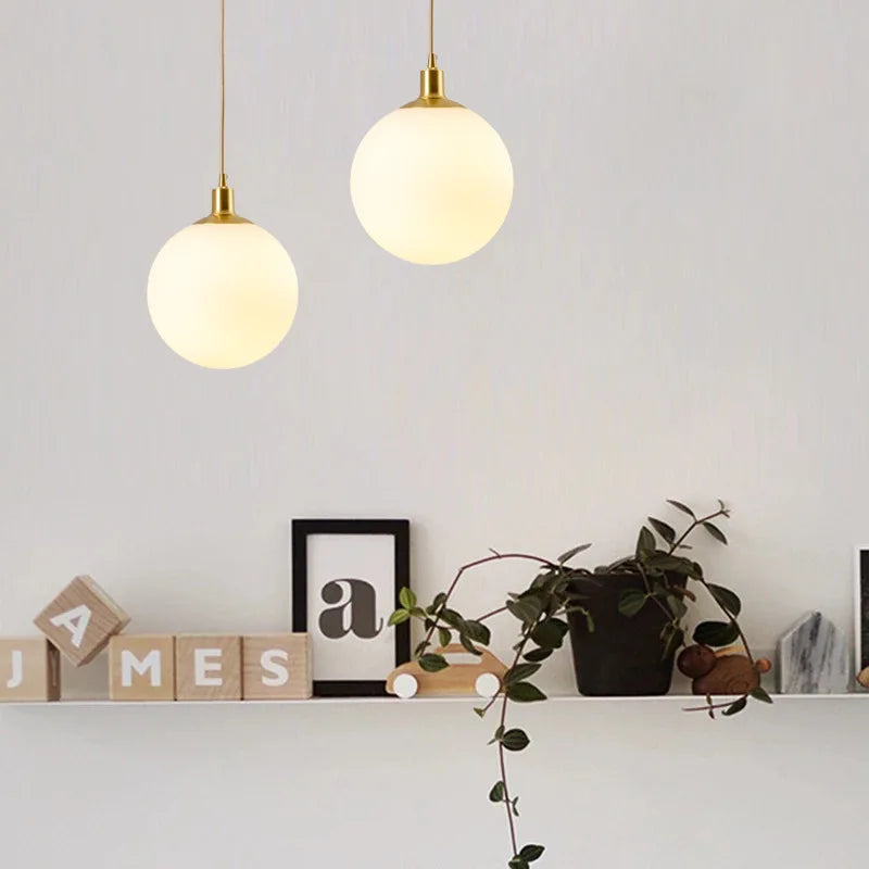 Nordic Brass Glass Pendant Light for Dining Room