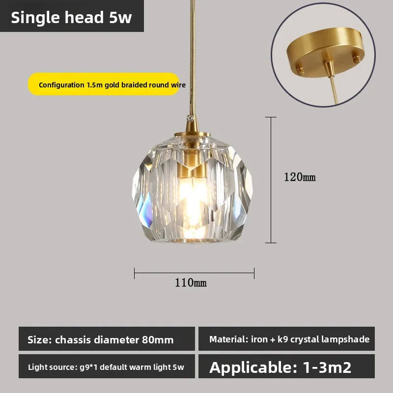 Crystal Glass Pendant Light for Dining Room