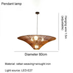 Bohemian Rattan Woven Pendant Light - Handmade