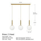 Nordic Glass Ball Pendant Light - Brass Hanging Lamp