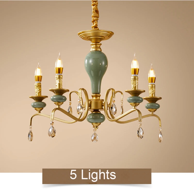 Mediterranean Ceramic Chandelier - Elegant Living Room Lighting