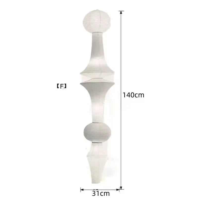 Wabi Sabi Rice Paper Style Totem Pendant Light for Staircase and Living Room