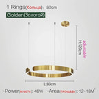Nordic Copper Ring Pendant Light for Dining Room