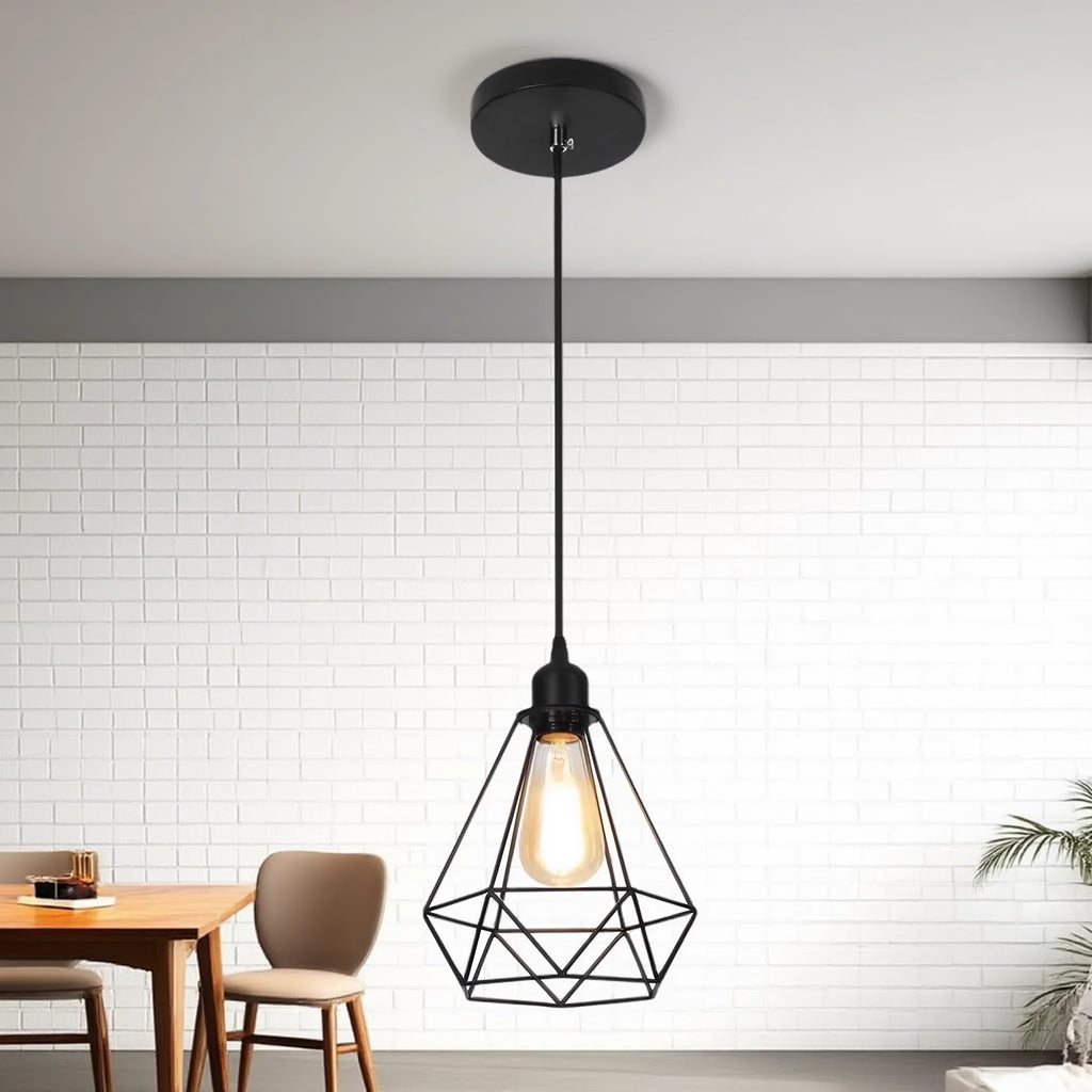 Industrial Iron Geometric Pendant Light for Dining