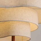 Wabi Sabi Linen Tiered Drum Chandelier with Walnut Accent for Living Room