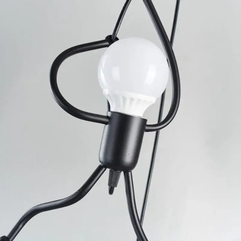 Playful Iron Climbing Man Pendant Light in Black for Kids Room