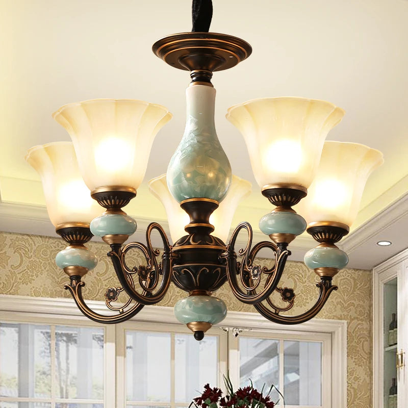 Iron Ceramic Glass Chandelier - Dining Room Lighting