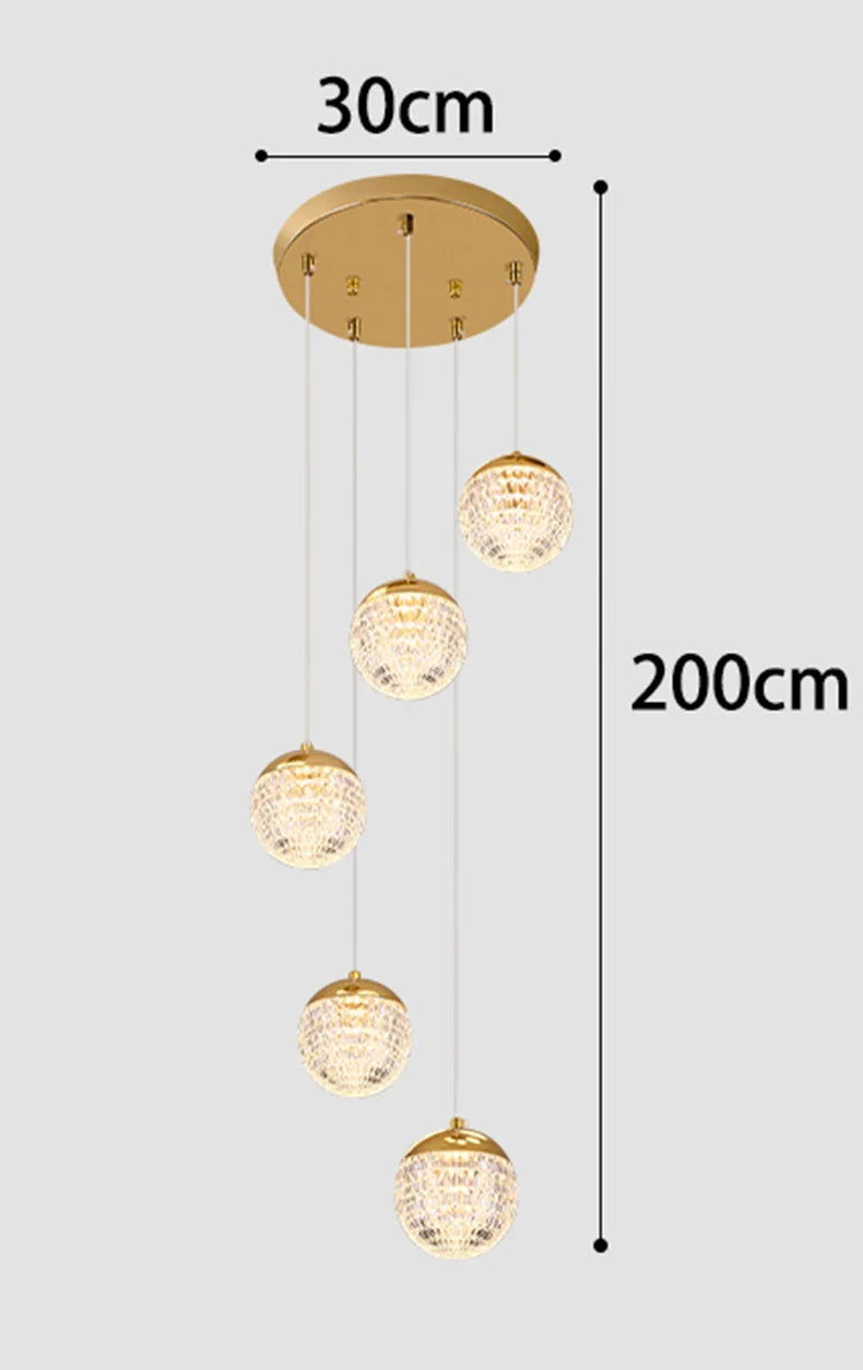 Modern Crystal Glass Pendant Light for Staircase