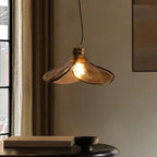 Retro Glass Flower Pendant Light Copper Finish