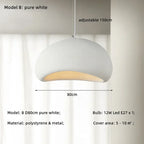 Wabi Sabi White Resin Dome Pendant Light for Living Room and Dining Room