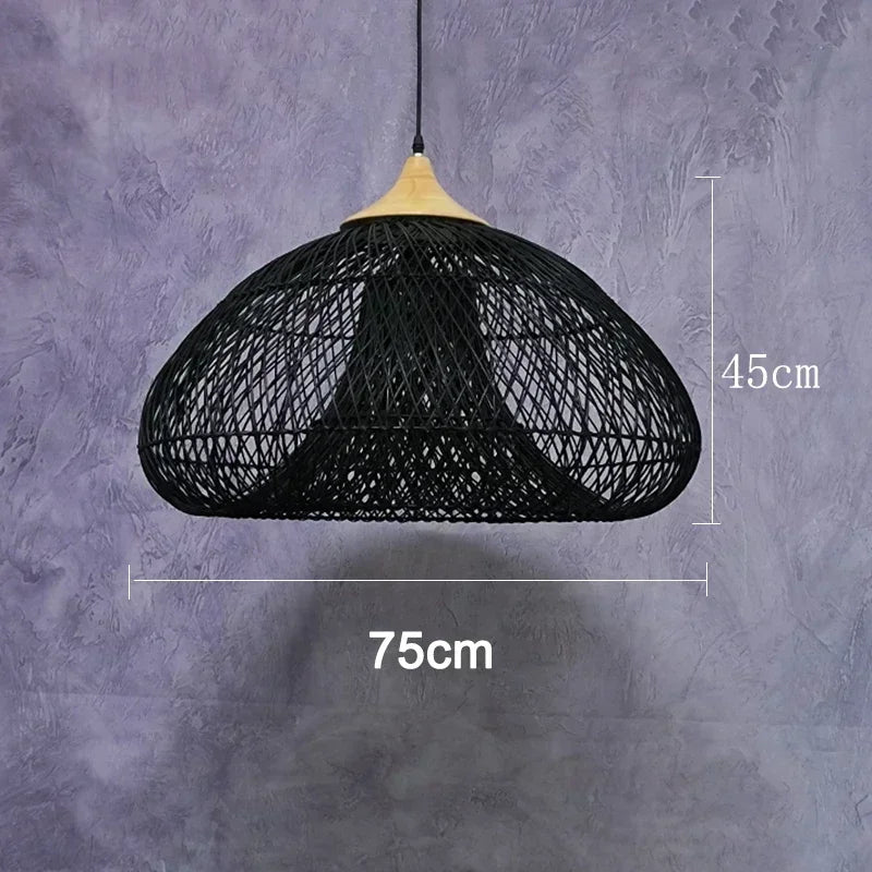 Handwoven Rattan Pendant Light - Bohemian Wabi Sabi