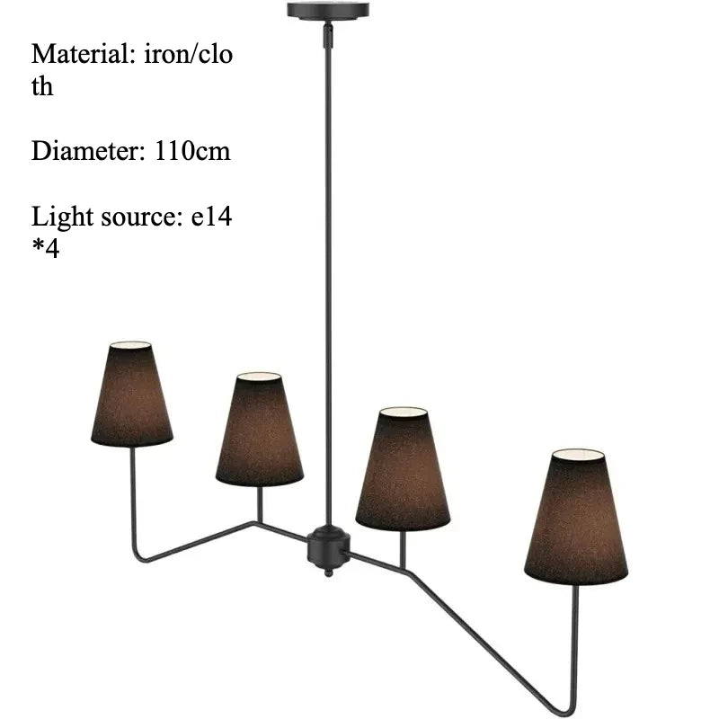 Nordic Iron Pendant Light with Fabric Shades