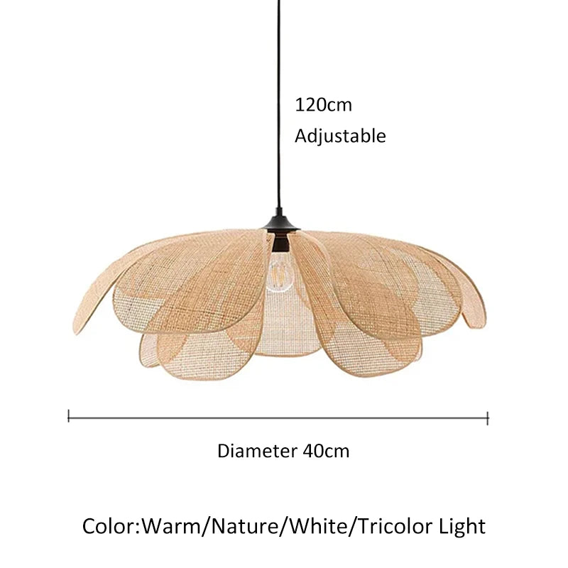 Bohemian Rattan Petal Pendant Light for Dining Room