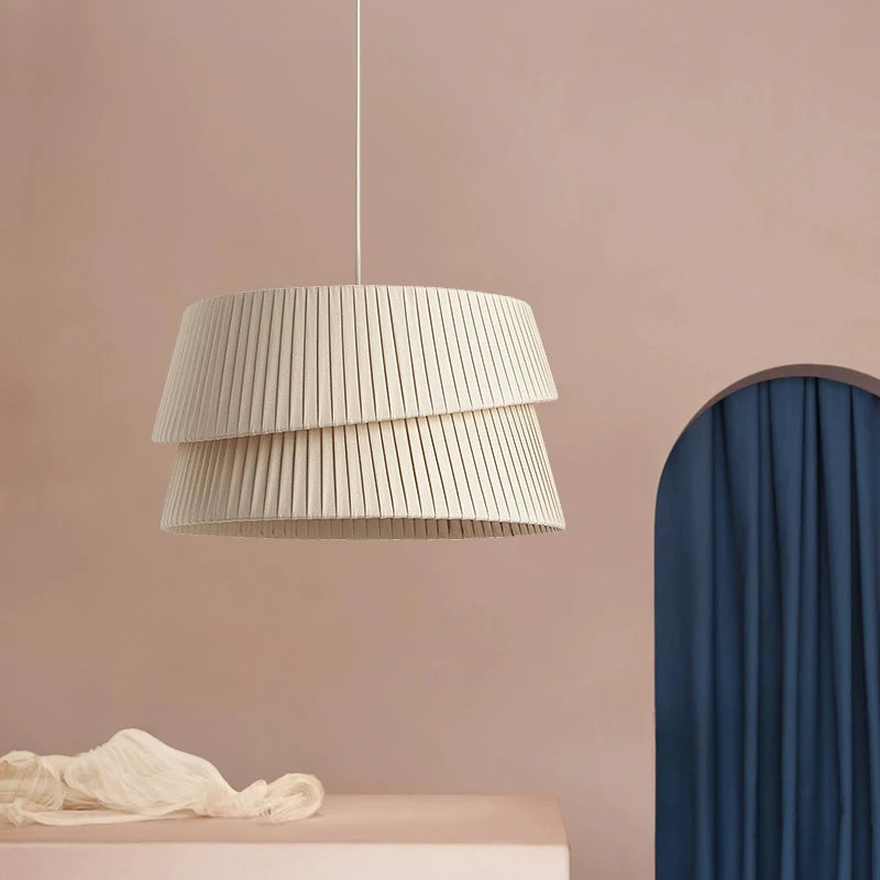 Nordic Minimalist Iron Pendant Light with Fabric Shade