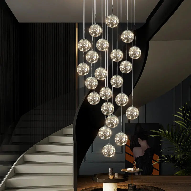 Nordic Glass Sphere Pendant Light for Stairwell