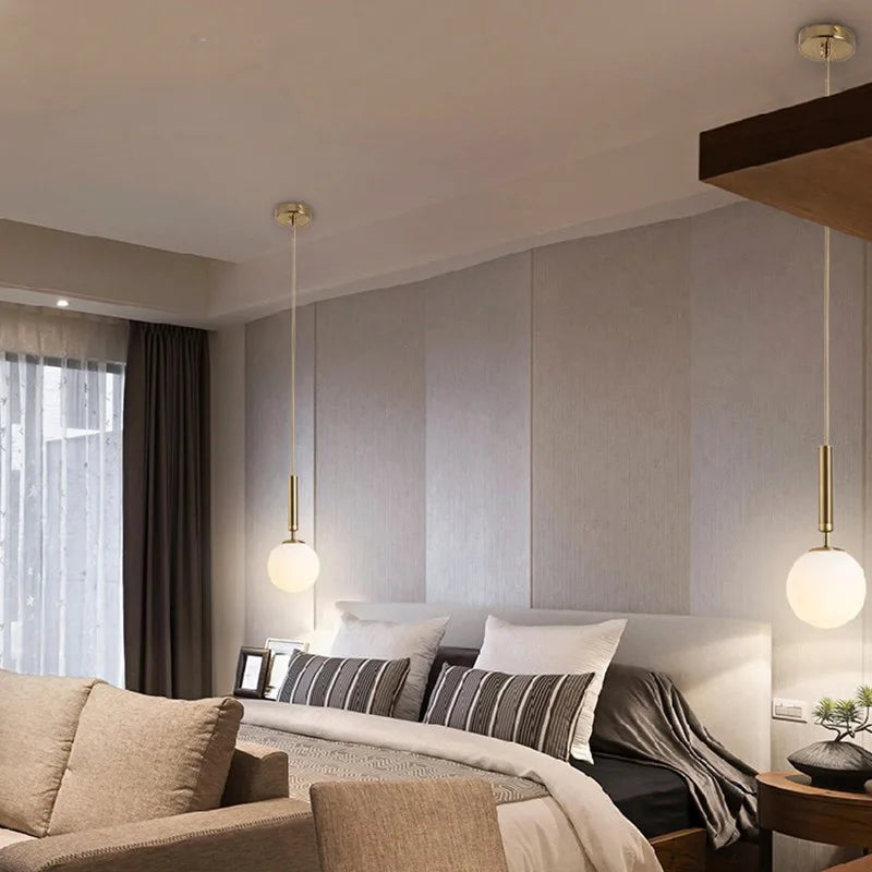 Nordic Glass Ball Pendant Light - Brass Hanging Lamp