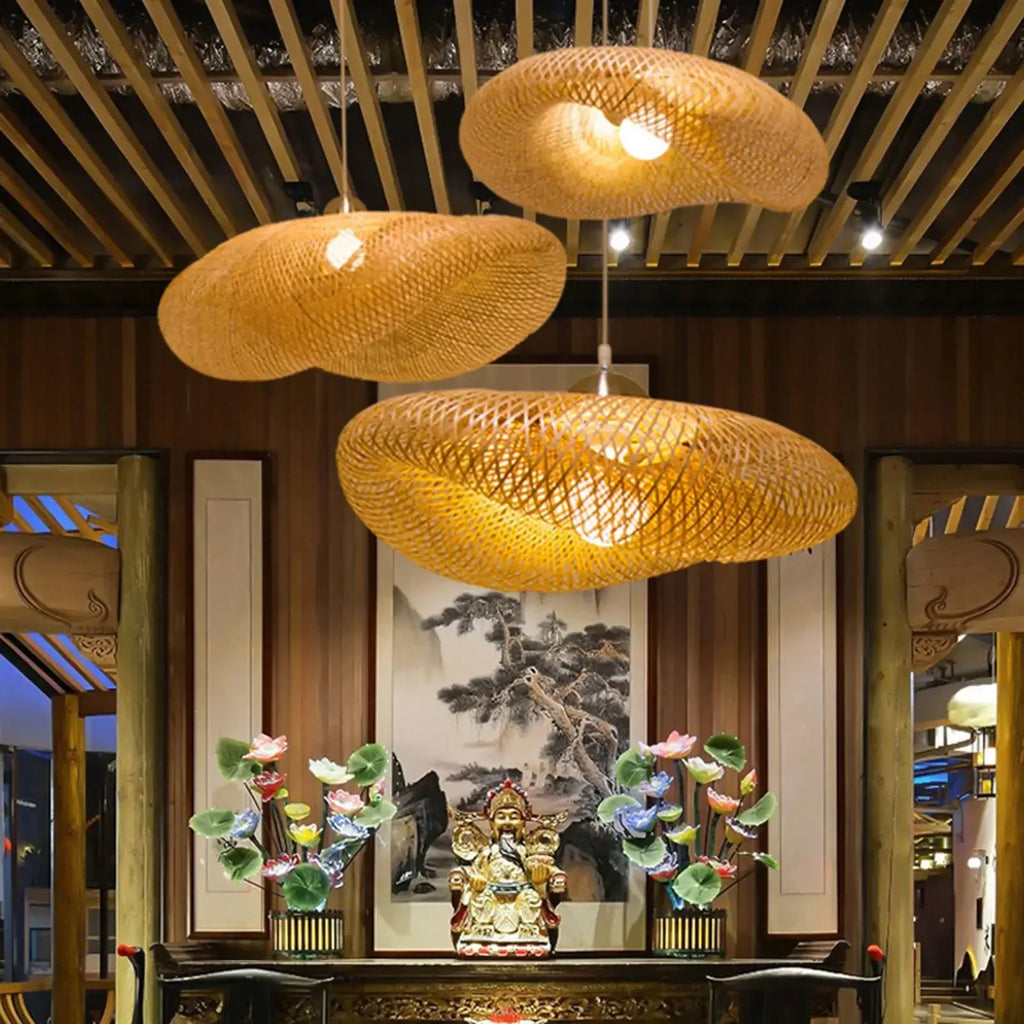 Bohemian Bamboo Rattan Pendant Light Woven