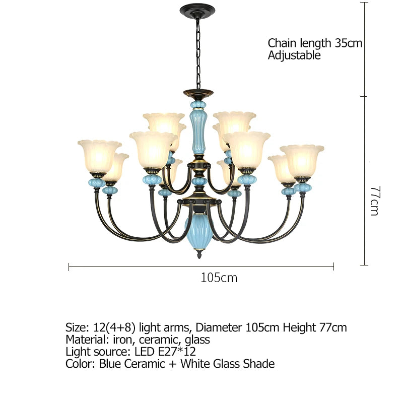 Retro Rustic Crystal Chandelier Dining Room Light