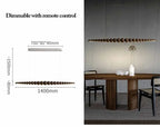 Modern Wood Bead Linear LED Pendant Light for Dining Table and Kitchen Island