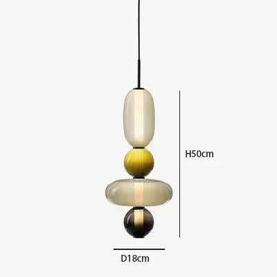 Designer Candy Glass Totem Pendant Light in Bold Colors for Dining Room