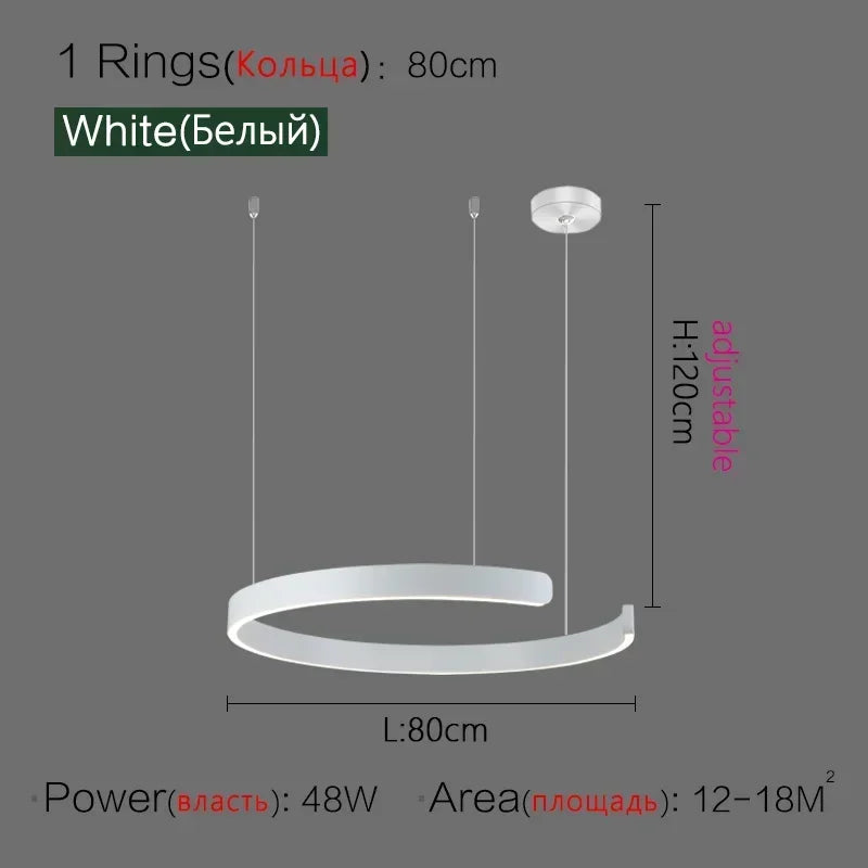 Nordic Copper Ring Pendant Light for Dining Room